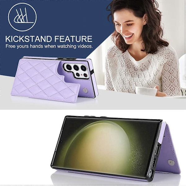 Plånboksfodral för Samsung Galaxy S24 Ultra, PU-läder Magnetiskt Flippskydd Stötsäkert med Kortfack Kickstand, RFID-blockering Purple For Galaxy S24 Ultra