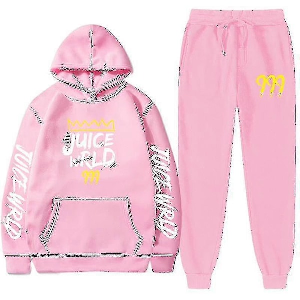 Ny Juice World Hoodie Suit Sweatshirt + Joggingbyxor Juice Wrld Trap Rap Rainbow Tomography Juice Wrld pink XL