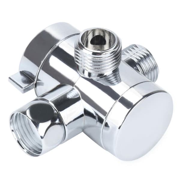 3-vägs T-adapter bad dusch mixer avledare ventilkontakt Silver