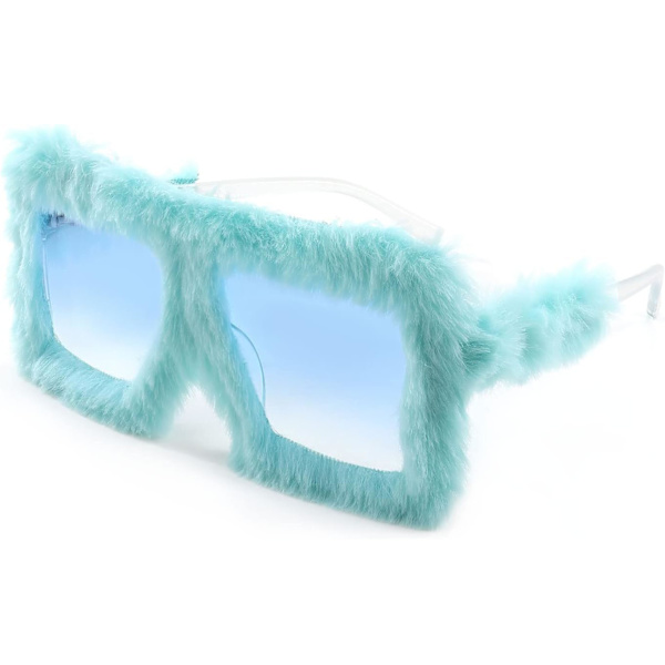 Plush Fuzzy Flat Top Fashion Square Store Størrelse Punk Blød Fløjl Skygge Party Briller