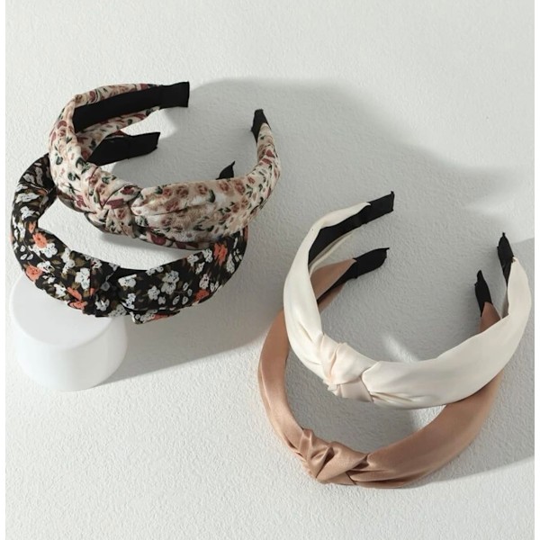 Solmuttu Muodikkaat Hiusnauhat ja Hiusholkki: Liukumattomat Päälaenauhat Leopardikuosilla Naisille ja Tytöille - 4KPL Beige Ruskea Hiusasusteet Setti Boho Womens Headbands Fashion