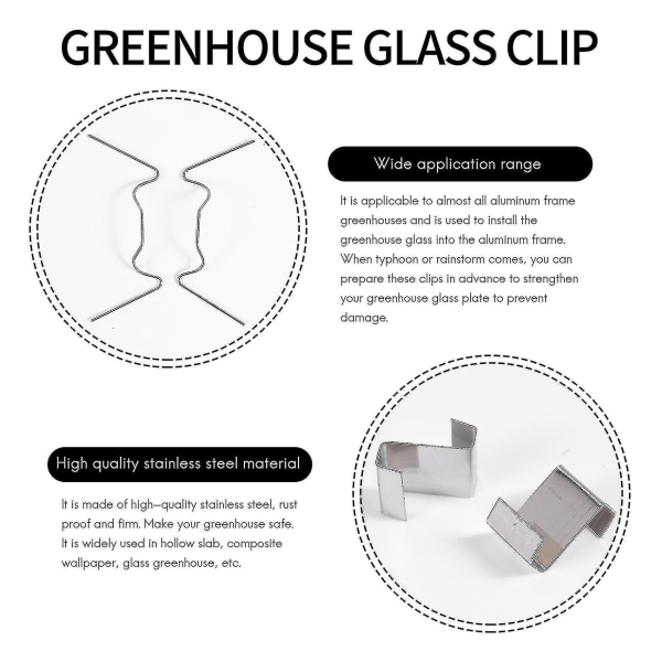 50X kasvihuoneen lasituskiinnikkeet ruostumattomasta teräksestä W Z -tyyppinen lanka kasvihuoneeseen