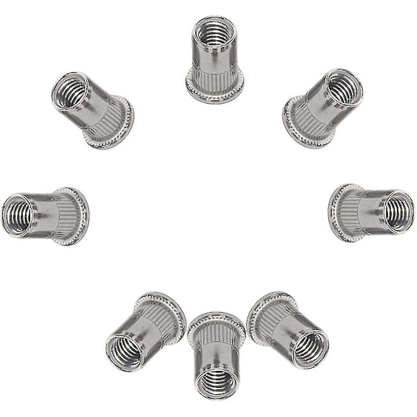Popmutter 100 stk Popmutter Gjengede Mutter Rustfritt Stål Popmutter Flat Head Gjengede Muttere Popmutter Gjengede Inserter Mutter Hode Mutter For Hus