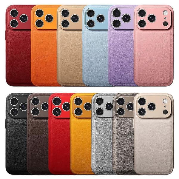 Kompatibelt fodral för iPhone 17 Pro Litchi-textur PU-läder Stötsäkert skyddsfodral DarkBlue