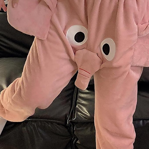 Roliga Elefantbyxor, Söta Tredimensionella Par-Pyjamasbyxor, Parpresenter till Kvinnor och Män Rosa Pink 2XL