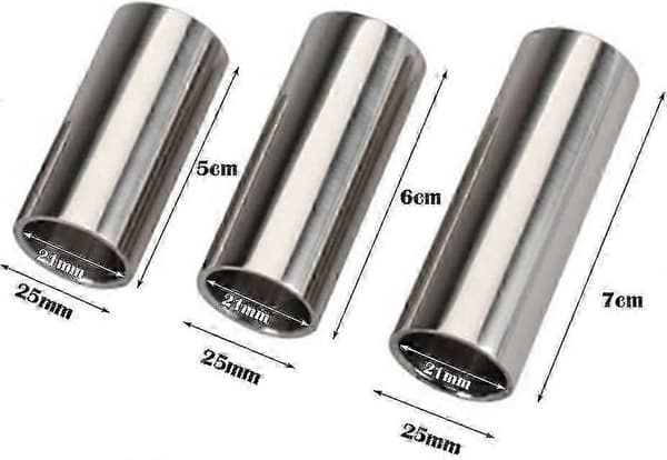 Guitar Slides, Rustfrit Stål Bas Slide Metal Hård-forkromet Finger Slide Til Akustisk Klassisk Elektrisk Guitar Bas (3 stk, Sølv)