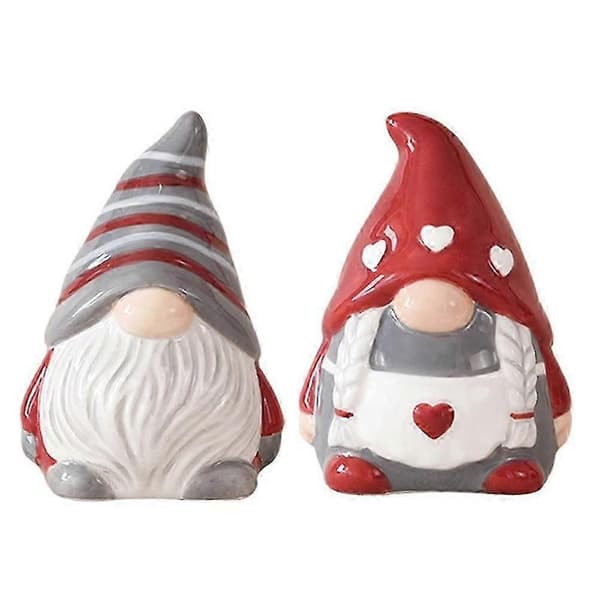 1 Par Keramiska Tomte Peppar- och Saltflaskor Pepparbehållare Peppardispenser Kryddflaska 8.50X6.10X5.50CM