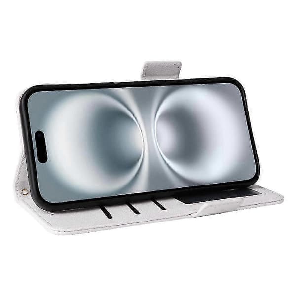 Etui til iPhone 16 Plus i PU-skinn med magnetisk sideklemme og kortholderlommebok White