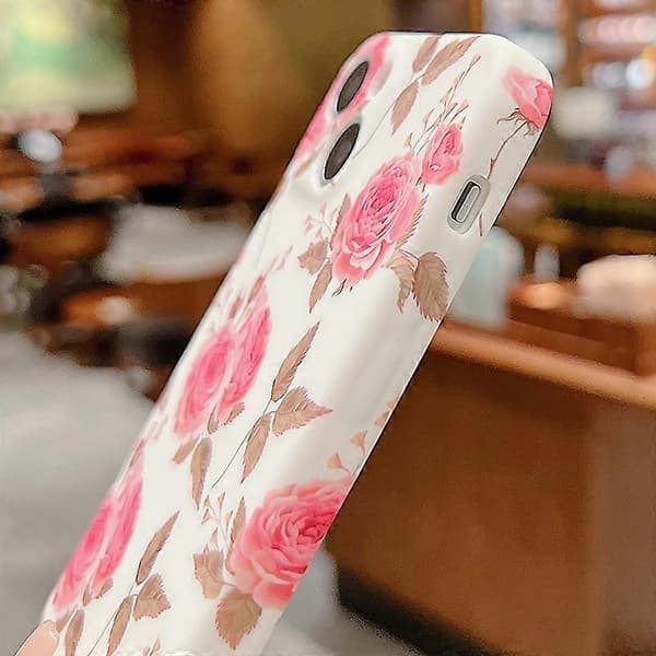 Litet blommigt TPU-telefonfodral för iPhone 14 Pink
