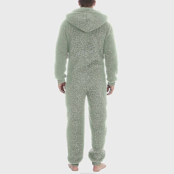 Mænds En-delt Flanel Pyjamas Fuzzy Fleece Flanel Onesies Nattøj Letvægts Plus Størrelse Varmt Vinter Jumpsuit Pjs11 Grey L