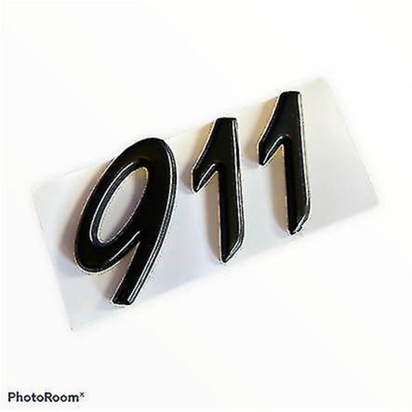 Mat Sort Porsche 911 Bogstaver Bagagerum Emblem