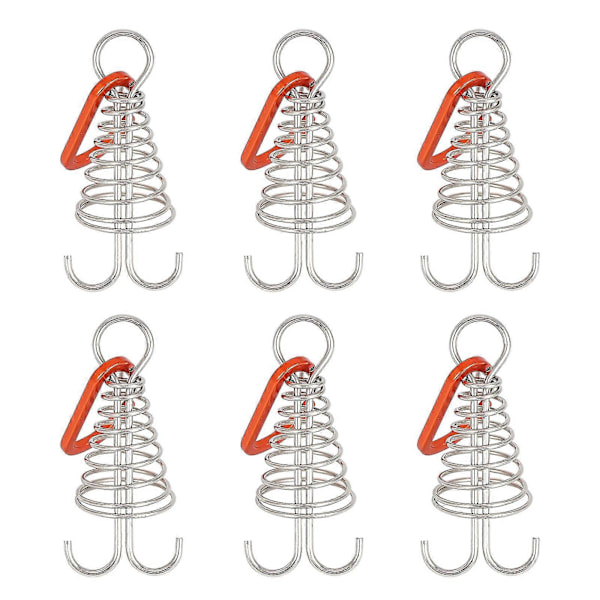 6 stk. Plank Hook Spring Justerbar Dekk Plugg Rustfritt Stål Kroker Fast Teltt Tau Spenne For Camping Og Dekking Kaesi