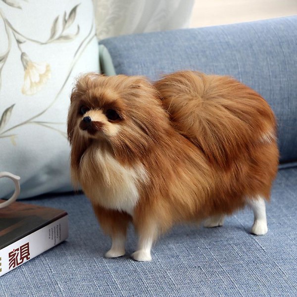 Simulering Pomeranian Plys dekoration Hundedukke Legetøj Håndværk Hjem Dekoration Dyremodel Børnegave