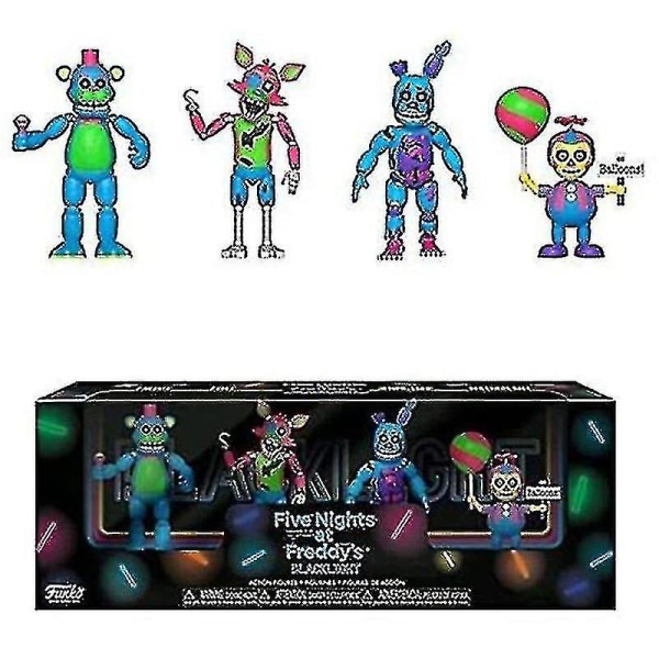 Fnaf Security Breach Action Figurer Bevægelige led Bonnie Foxy Freddy Chica Anime Figur Pvc Model Legetøj [ege] Blacklight 5.5cm