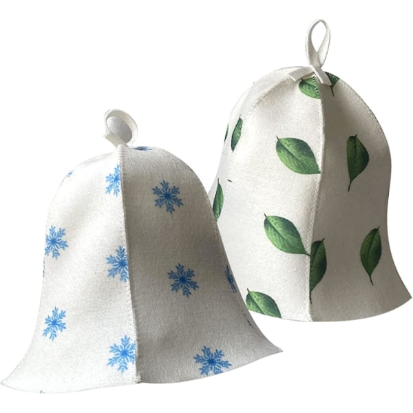 Bastuhatt, 2 st Filtbastuhatt, bastuhatt för män och kvinnor, Cap Filtmössa Cap Cap för bastubad Snowflake and Leaf