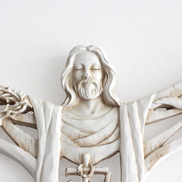 A Resen Christ Wall Cross Staty Religiös Resin Jesus Figur Hängande väggprydnad ihålig design