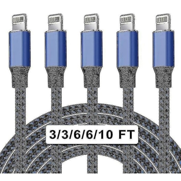 5-pack nylon iPhone-laddare Lightning-kabel Snabbladdning