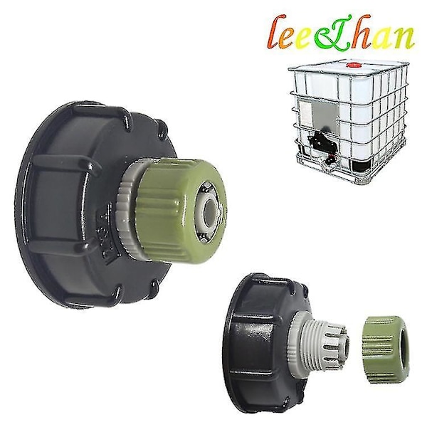 1000 litran IBC-vesisäiliö, jossa S60x6-sovitinventtiili ja 3/4-Yvan (vain hana)