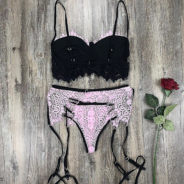 Kvinner Sexy Blonder Undertøy Sett Babydoll Undertøy BH Thong Garter Natttøy Nattøy