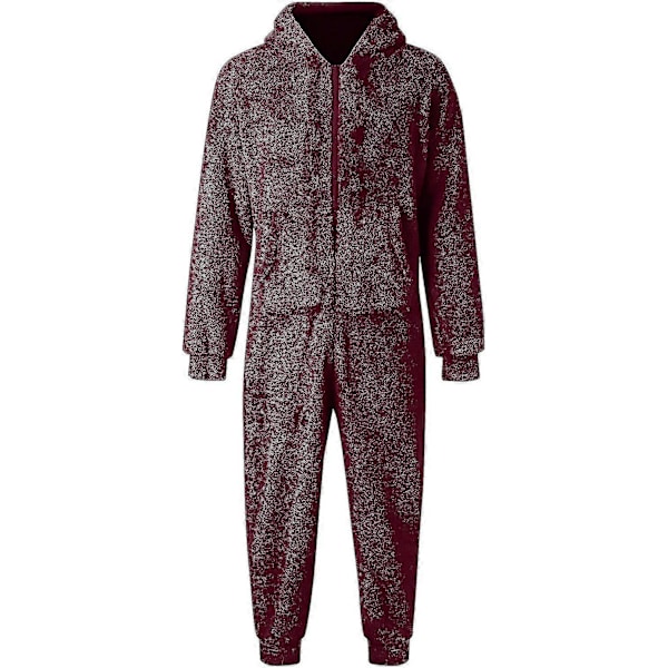 Mænds En-delt Flanel Pyjamas Fuzzy Fleece Flanel Onesies Nattøj Letvægts Plus Størrelse Varmt Vinter Jumpsuit Pjs11 Grey XL