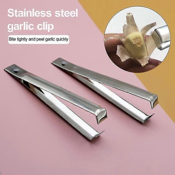 Sett med hvitløkskrellertang i rustfritt stål, fiskebenfjerner, rustfri, ergonomisk design, 2-pakning