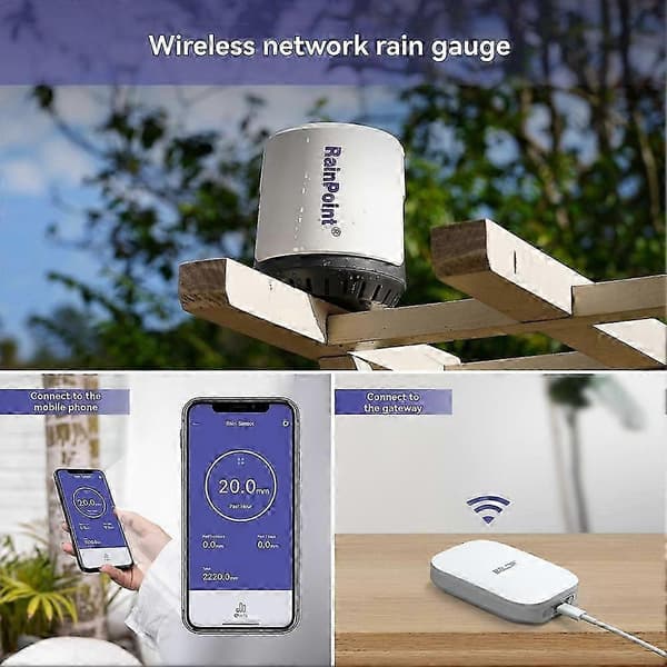 RAINPOINT Smart regnsensor trådløs digital overvågning med app nøjagtig regnmålerovervågning White