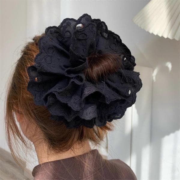 Lacy Hårelastik Scrunchies Multi Layer Franske Hårringe til Elegante Opsætninger Velegnet til Langt Hår AF BY