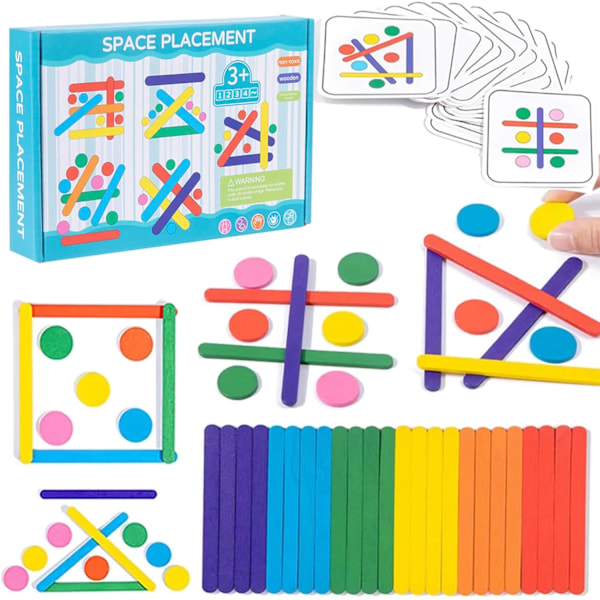 120 stykker Tangram-puslespil til børn, træpuslespil, pædagogiske spil til børn 3 4 5 6 år gamle, Montessori-legetøj, kreative interaktive spil G