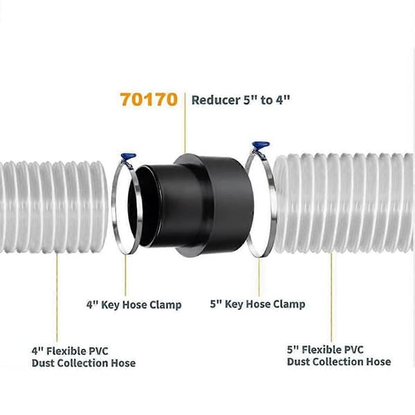 70170 5 tommer til 4 tommer Reducer Støvopsamlingsfitting As Shown