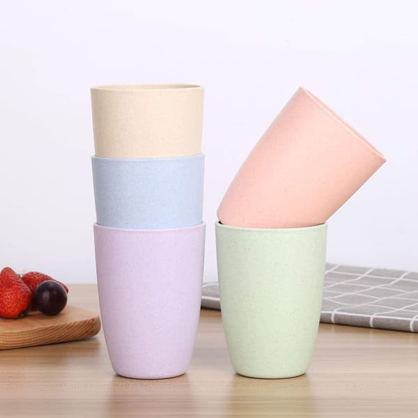 Set med 5 koppar, plastkopp, kaffekopp, porslin, diskmaskins- och mikrovågsugnssäker