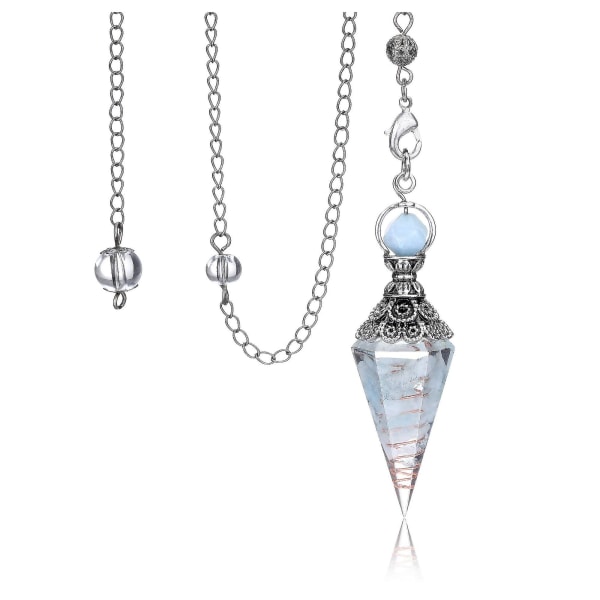 Chakra Krystallpendel Sekskantet Reiki Healing Krystallpunkter Gemstone Dowsing Pendel For Divination Scrying Wicca Aquamarine