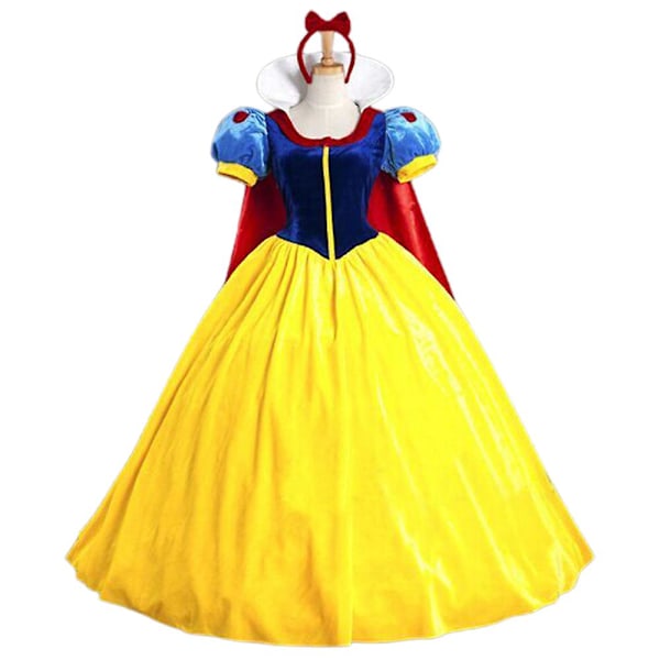 Snow White Princess Costume Adult Women Queen Fairytale Dress+headwear Set Cosplay Party Halloween Carnival Role Play Outfit 2XL