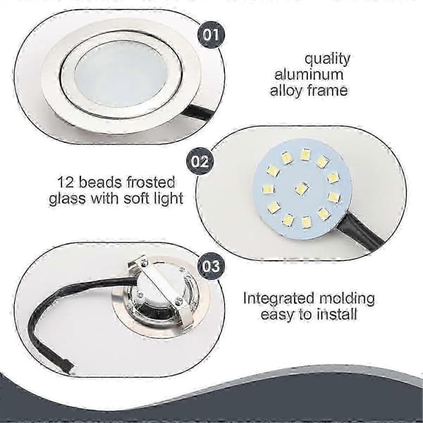 2-pak 12V DC 2W LED-pærer med EL-fatning til emhætte Silver