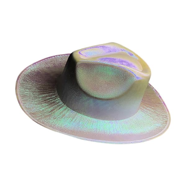 Holografisk Cowboy Party Hat, Western Style Shiny Costume Tilbehør Hat til White