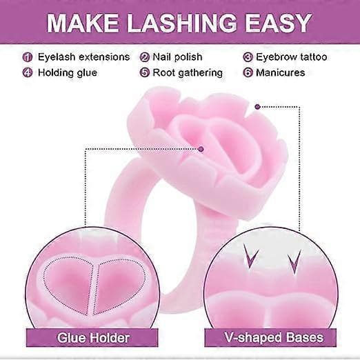 100PCS Limringar Fransringar för Lim Limringar för Ögonfransförlängning Ögonfranslimhållare Franslimringar Smarta Limkoppar (Rosa)