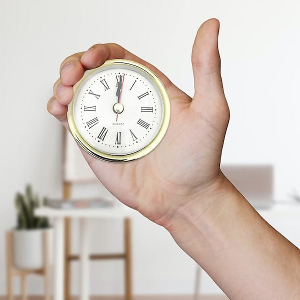 65 mm/2,5 tum Quartz Clock Clocks Insats, Universal Quiet Mini Clock Gold Trim, romerska siffror för hemmet
