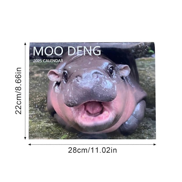 Morsom Moo Deng Flodhest Kalender 2025, Moo Deng Dvergflodhest Hengende Månedlig Veggkalender Rask