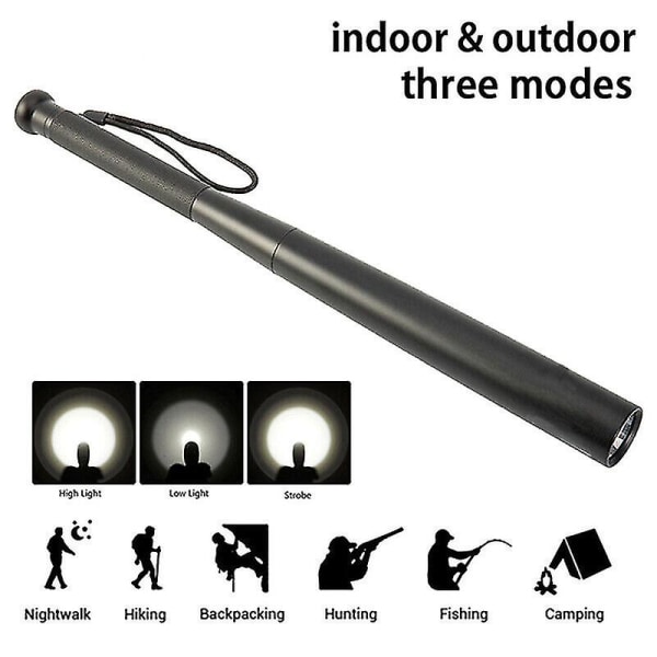 31/36/41/49 cm Led Teleskoplygte Baseball Lommelygte Lys Vandtæt Camping Lampe Maces 49cm