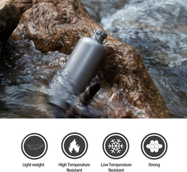 Titanium Vattenflaska 600ml/800ml Lättvikt för Utomhuscamping Vattenflaska