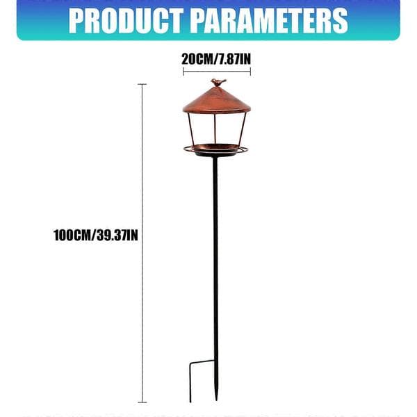 Fuglebad og foderautomater i metal med holdbar stander, vandingshul og foderstation til terrasser, landskab, kobber copper