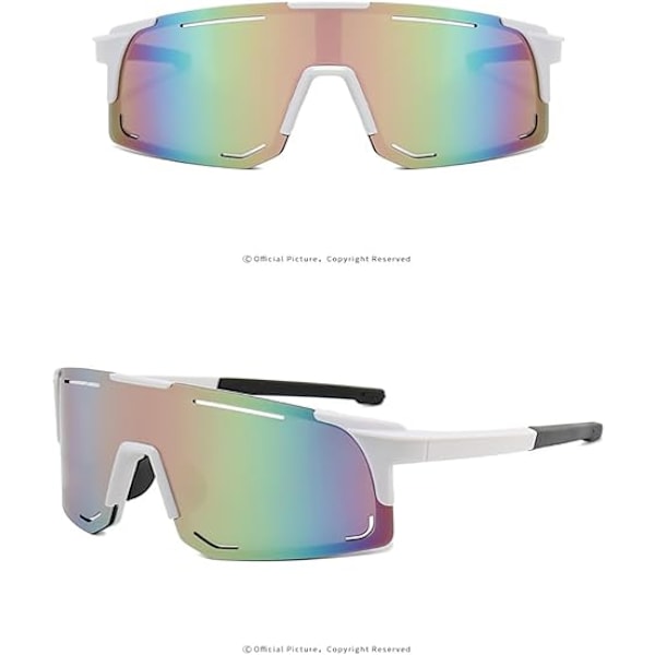 Polariserte solbriller for menn og kvinner, farget speillinse, UV-beskyttelse, ski, sykling, løping, strand, fiske White-pink