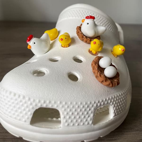 4 stk./sæt Søde 3D Kyllinge Charms Til Crocs DIY Matchende Sko Dekoration, Sko Tilbehør Hul Sko Dekoration