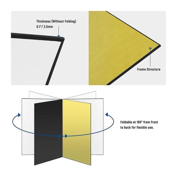 PCS Fotografi Karton Lysreflektor, A3 42x30cm Foldbar Diffuser, Guld/Sort