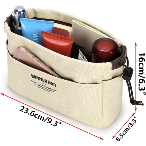 10 Lommers Tote Bag Organizer Indsæt Pouch Filt Håndtaske Liner Rejse Kosmetisk Pocket Pung Organizer - Stå på egen hånd (lille)