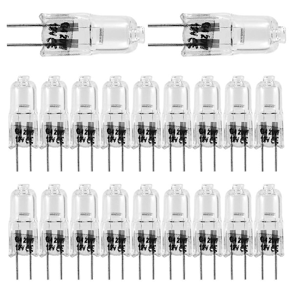 20 stk G4 halogen, 20w 12v halogenlys 2-pins klar lampe, for komfyrtenning, signallys, tr
