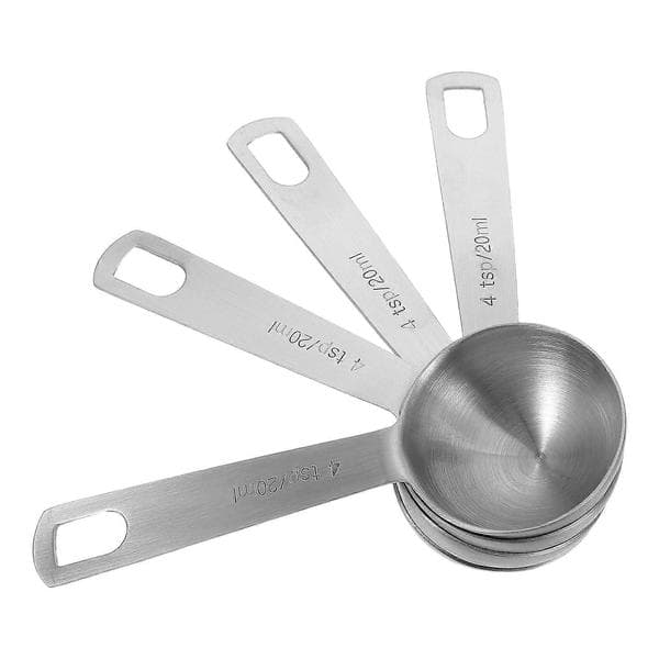 4 st mätskedar: Rostfritt stål 20 ml/4 tsk mätsked för matlagning bakning - Precisionsmått teskedar för kök kafé restaurang 12.70X4.50X2.30CM Silver