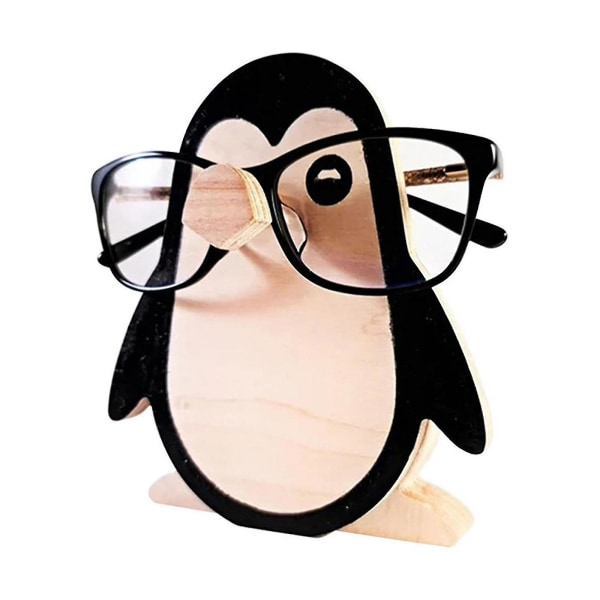 3d Cute Animal Head Solbriller Brilleholder Stand Wood Rack Brillestativ Penguin