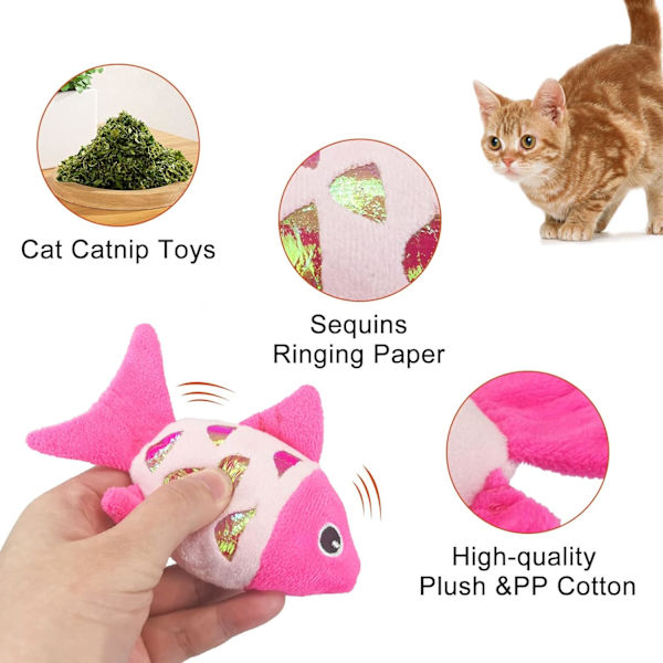 2 st små kattfiskleksaker med prasslande glänsande ringpapper för att göra ljud för att fånga dina katters ögon och för dina katter att tugga och fånga interaktiva katt leksaker 2PCS