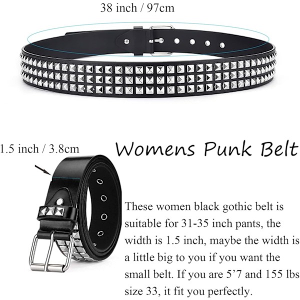 Spikkede Bælter Kvinder Y2K Bælte Stjerne Bælter Sort Pige Damer Spike Stud Punk Taljebælte til Halloween Cosplay