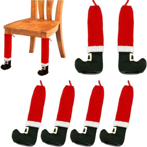 Bitar (Jultomte) Jule Stolebensbeskyttere, Julestrømper til Stole, Skridsikre Strømper til Stole til Julebord De